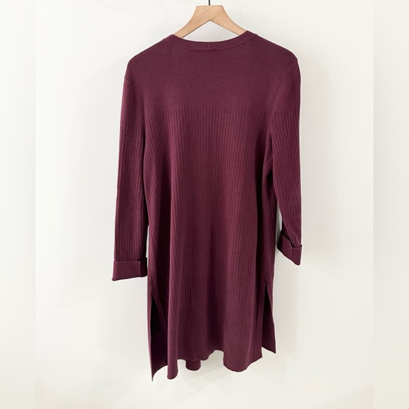 Talbots Long Line Open Front Ribbed Cardigan Burgundy Size Large - Picture 6 of 6
